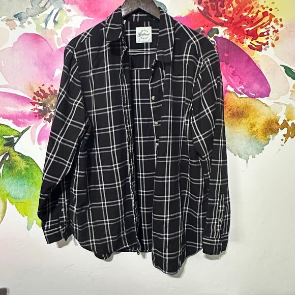 JACHS Girlfriend Tops - Jachs Girlfriend Shirt Adult XXL Black & White Plaid Pockets Tunic Women Comfort